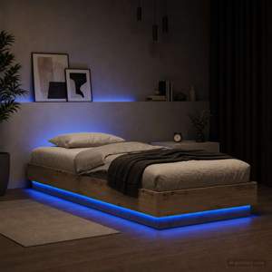 Łóżko z ramą z LED Dąb artisian 80 x 200 cm Drewno inżynieryjne