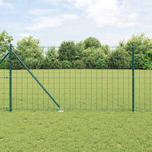 Płot Euro z Kolcami 10 x 1 m Stal pokryta PVC zielony Siatka