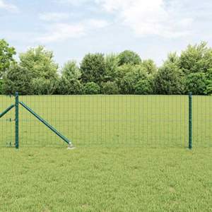Płot Euro z Kolcami 25 x 0,8 m Stal pokryta PVC zielony Siatka