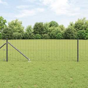 Płot Euro z Kolcami 10 x 0,6 m Stal pokryta PVC Szary Siatka