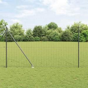 Płot Euro z Kolcami 10 x 1,6 m Stal pokryta PVC Szary Siatka