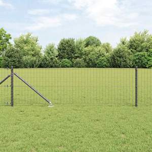 Płot Euro z Kolcami 50 x 0,6 m Stal pokryta PVC Szary Siatka
