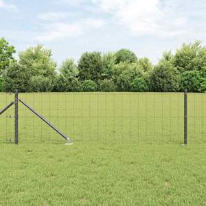 Płot Euro z Kolcami 50 x 0,6 m Stal pokryta PVC Szary Siatka