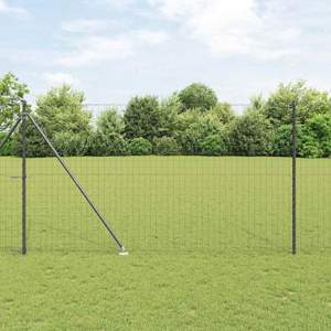 Płot Euro z Kolcami 10 x 1,5 m Stal pokryta PVC Szary Siatka