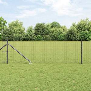 Płot Euro z Kolcami 50 x 0,4 m Stal pokryta PVC Szary Siatka