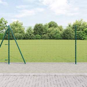 Ogrodzenie Euro z betonu 10 x 1,2 m Stal pokryta PVC zielony
