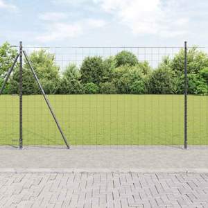 Ogrodzenie Euro z betonu 10 x 1,6 m Stal pokryta PVC Szary