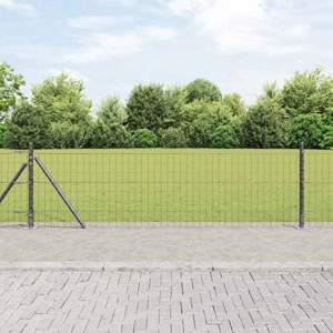 Ogrodzenie Euro z betonu 25 x 0,4 m Stal pokryta PVC Szary