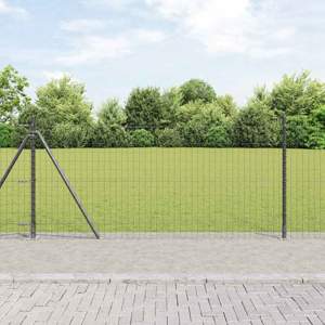 Ogrodzenie Euro z betonu 25 x 0,8 m Stal pokryta PVC Szary