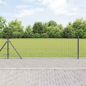 Ogrodzenie Euro z betonu 25 x 0,4 m Stal pokryta PVC Szary