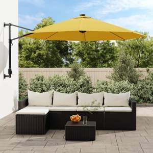 Ścienny parasol ogrodowy z LED, żółty, 290 cm