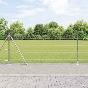 Zewnętrzna Euro Ogrodzenie z Betonową Podawej 25 x 1 m srebrny