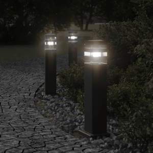 Zewnętrzne lampy stojące, 3 szt., czarne, 50 cm, aluminium