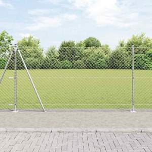 Ogrodzenie siatkowe z betonową podstawą 10 x 1,2 m srebrny