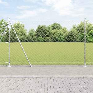 Ogrodzenie siatkowe z betonową podstawą 10 x 1,5 m srebrny