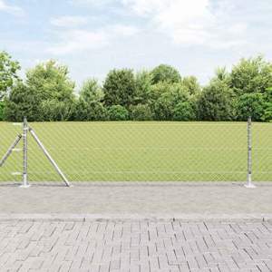 Ogrodzenie siatkowe z betonową podstawą 25 x 0,4 m srebrny