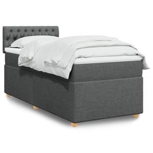 Łóżko kontynentalne z materacem, ciemnoszara tkanina 80x200 cm