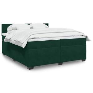 Łóżko kontynentalne z materacem, zielone, aksamit, 200x200 cm