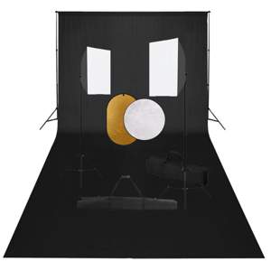 Zestaw studyjny z lampami softbox, tłem i blendami