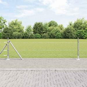 Sześciokątne ogrodzenie z betonową podstawą 10 x 0,5 m srebrny