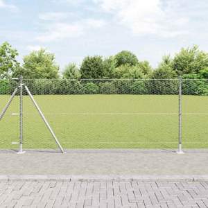 Sześciokątne ogrodzenie z betonową podstawą 50 x 0,8 m srebrny