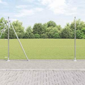 Sześciokątne ogrodzenie z betonową podstawą 50 x 1,5 m srebrny