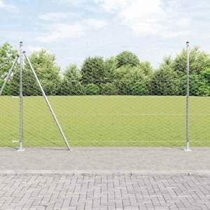 Sześciokątne ogrodzenie z betonową podstawą 100 x 1,5 m srebrny