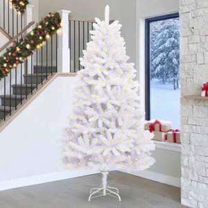 Sztuczna choinka 300 LED PVC i stal Biały