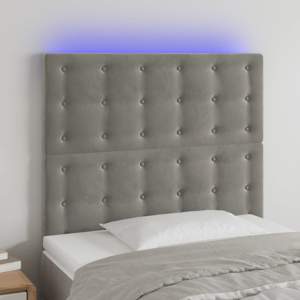 Zagłówek do łóżka z LED, jasnoszary, 80x5x118/128 cm, aksamit