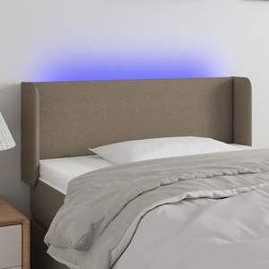 Zagłówek do łóżka z LED, taupe, 103x16x78/88 cm, tkanina