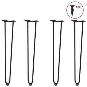 Nogi wsuwkowe do stolików konsolowych do stolika konsolowego 4 szt. Czarny 72 cm Stal lite