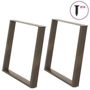 Nogi do stołu jadalnego w kształcie litery U 2 szt. Naturalna stal 100x(72-73) cm Stal