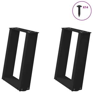 Nogi do stolika kawowego w kształcie litery U 2 szt. Czarne 38x(42-43) cm Stal