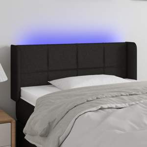 Zagłówek do łóżka z LED, czarny, 83x16x78/88 cm, tkanina
