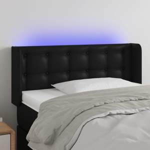 Zagłówek do łóżka z LED, czarny, 103x16x78/88cm, sztuczna skóra
