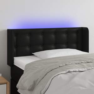 Zagłówek do łóżka z LED, czarny, 83x16x78/88 cm, sztuczna skóra