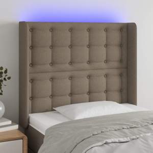 Zagłówek do łóżka z LED, taupe, 83x16x118/128 cm, tkanina