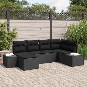 Zestaw Sof na Ogród 6 szt. Czarny polirattan
