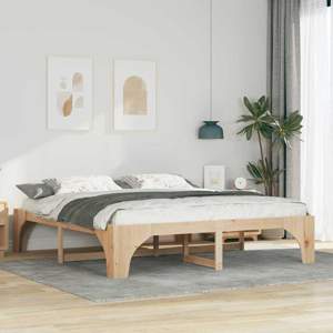 Ramka łóżka Brązowy 200 x 200 cm Lite drewno sosnowe