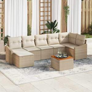 Zestaw Sof na Ogród 8 szt. Beżowy i kremowy polirattan