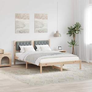 Ramka łóżka Jasnoszary 140 x 190 cm Lite drewno sosnowe