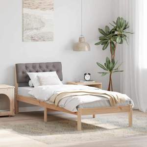 Rama łóżka Brązowy i taupe 75 x 190 cm Lite drewno sosnowe