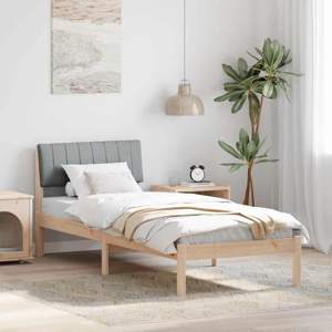 Rama łóżka Brązowy i jasnoszary 75 x 190 cm Lite drewno sosnowe