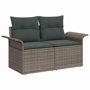 Zestaw Sof na Ogród 6 szt. Szary [Syntetyczny]: Rattan poli