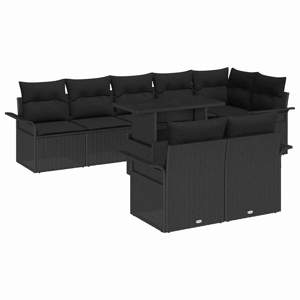 Zestaw Sof na Ogród 9 szt. Czarny [Syntetyczny]: Rattan poli