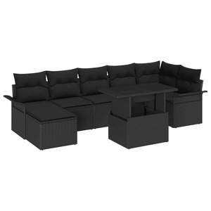 Zestaw Sof na Ogród 8 szt. Czarny [Syntetyczny]: Rattan poli