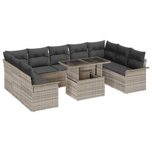 Zestaw Sof na Ogród 10 szt. Jasnoszary Rattan poli