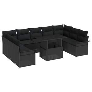 Zestaw Sof na Ogród 10 szt. Czarny Rattan poli