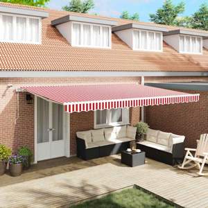 Markiza wysuwana Czerwony i Biały 500 × 300 cm Poliester