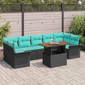 Zestaw Sof na Ogród 8 szt. Czarny Polirattan